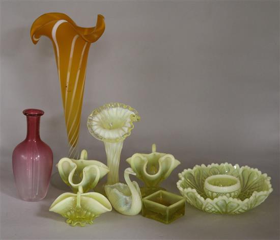 A collection of Victorian vaseline glassware